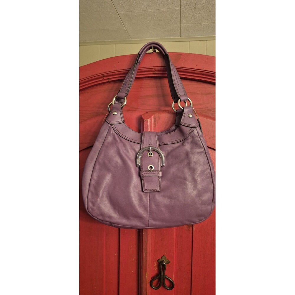 NWT COACH 2011 Soho Lynn Y2K Leather Purple Hobo Buckle Shoulder Bag F17219 Read